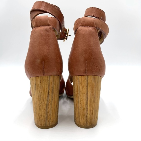 RAYE Leather Lily Wood Heel Ankle Wrap Sandals 7 - Picture 5 of 8